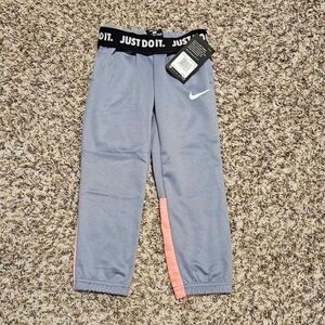 Nike Little Girls Fleece lined Gray Joggers Size 4